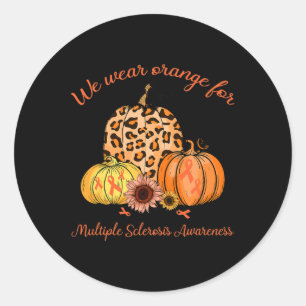 Orange For Multiple Sclerosis Awareness Pumpkin Gi Classic Round Sticker