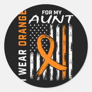 Orange For My Aunt Leukaemia Awareness American Fl Classic Round Sticker