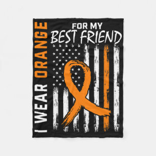 Orange For My Best Friend Leukaemia Awareness Flag Fleece Blanket