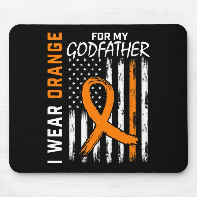 Orange For My Godfather Leukaemia Cancer Awareness Mouse Mat (Front)