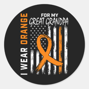 Orange For My Great Grandpa Leukaemia Cancer Aware Classic Round Sticker