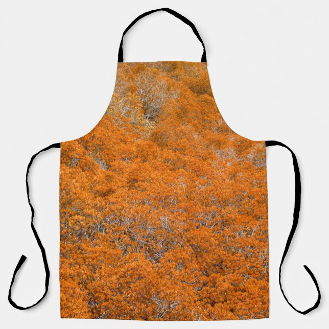 Orange forest view. Orange leaf background. Autumn Apron (Front)
