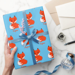 Orange Fox Add a Name Wrapping Paper