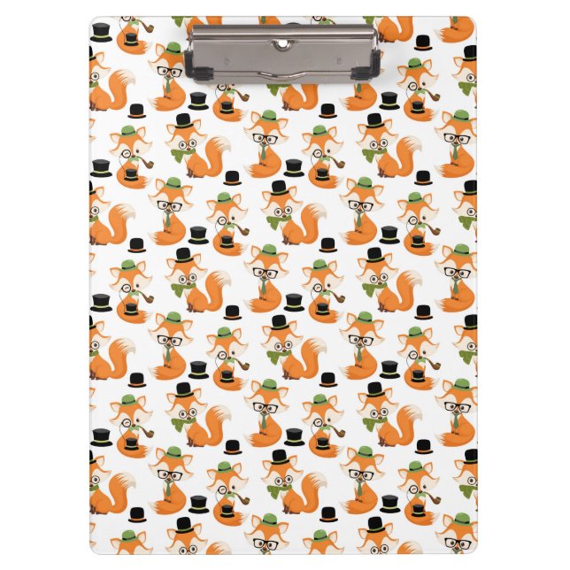 Orange Fox Autumn Trees Forest Hipster Glasses Fox Clipboard (Front)