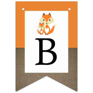 Orange Fox Burlap Baby Shower Bunting