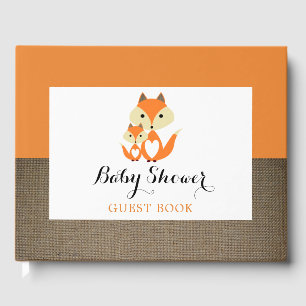 Orange Fox Burlap Baby Shower Guest Book