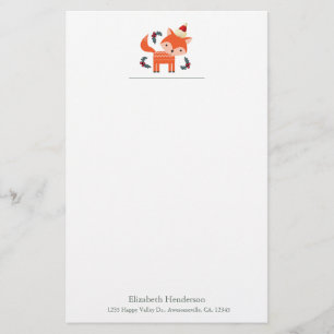 Orange Fox In Santa Hat Cute Customised Christmas Stationery
