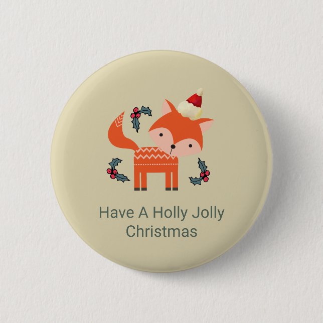 Orange Fox In Santa Hat Cute Whimsical Christmas 6 Cm Round Badge (Front)