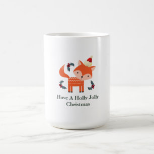 Orange Fox In Santa Hat Cute Whimsical Christmas Coffee Mug