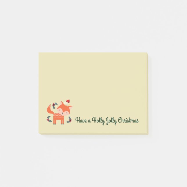 Orange Fox In Santa Hat Cute Whimsical Christmas Post-it Notes (Front)