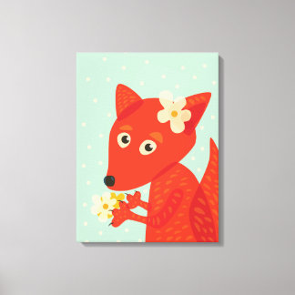 Orange Fox Kawaii Cute Kids Canvas Print