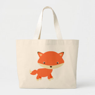Orange fox large tote bag