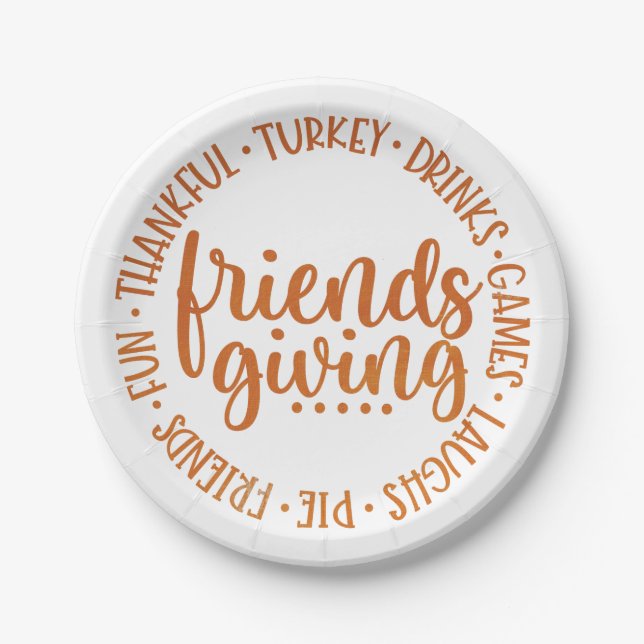Orange Friendsgiving Paper plate (Front)