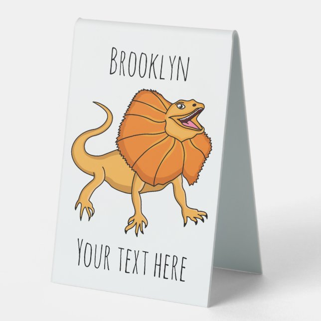 Orange frilled-neck lizard cartoon illustration (Front)