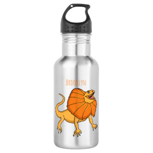 Orange frilled-neck lizard cartoon illustration 532 ml water bottle
