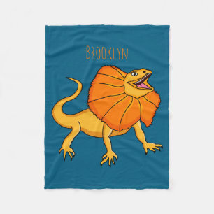Orange Frilled Neck Lizard Cartoon Illustration Ba Fleece Blanket