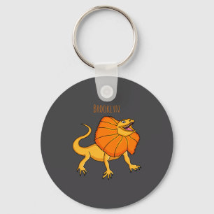 Orange Frilled Neck Lizard Cartoon Illustration Ba Key Ring