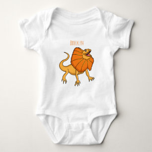 Orange frilled-neck lizard cartoon illustration baby bodysuit