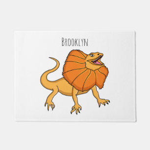 Orange frilled-neck lizard cartoon illustration doormat