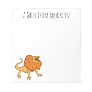 Orange frilled-neck lizard cartoon illustration notepad
