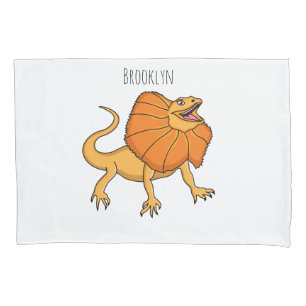 Orange frilled-neck lizard cartoon illustration pillowcase