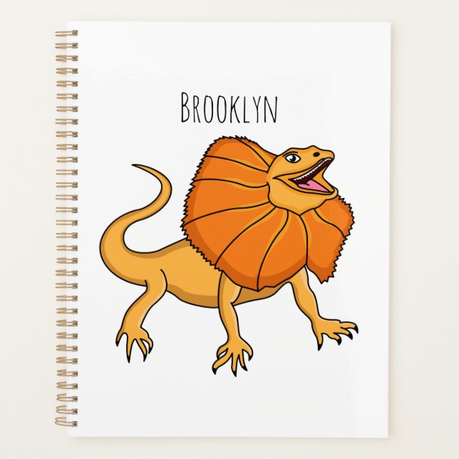 Orange frilled-neck lizard cartoon illustration planner (Front)