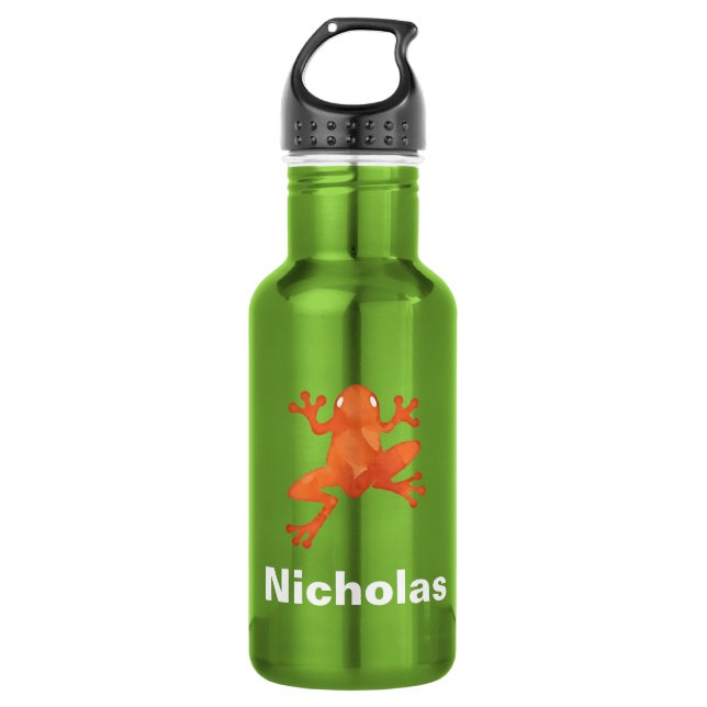 Orange Frog Personalised 532 Ml Water Bottle (Front)