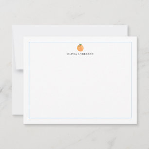 Orange Fruit Blue Border Personalized Stationery Card