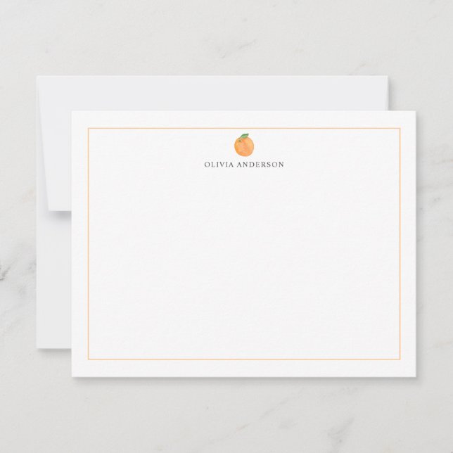 Orange Fruit Border Personalized Stationery Card (Front)