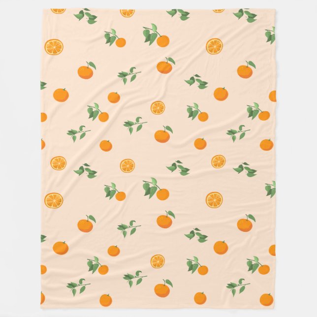 Orange Fruit citrus classic pattern  Fleece Blanket (Front)