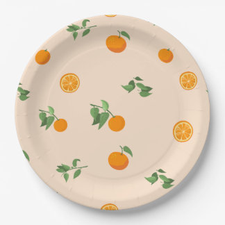 Orange Fruit citrus classic pattern Paper Plate