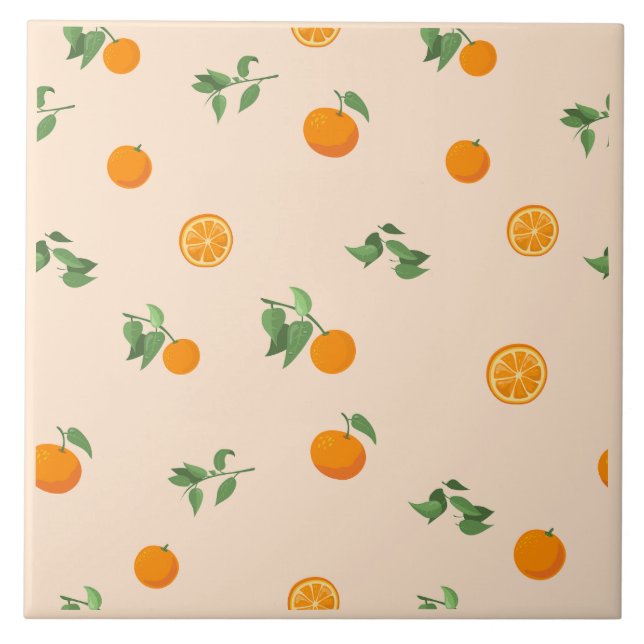 Orange Fruit citrus classic pattern  Tile (Front)