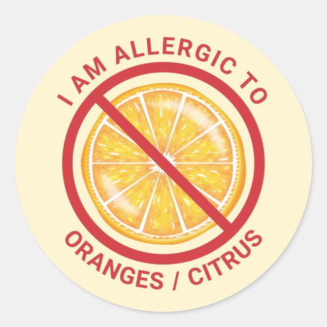 Orange Fruit Citrus Food Allergy Awareness Classic Round Sticker (Front)