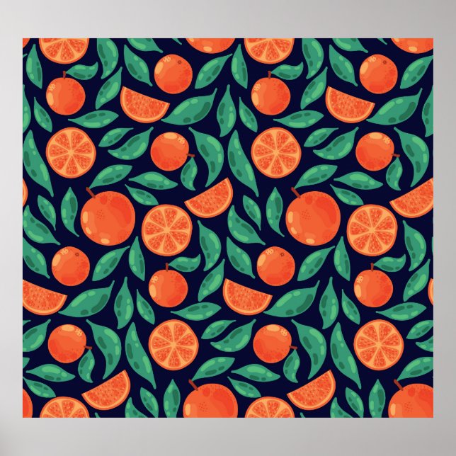 Orange Fruit: Colourful Vintage Seamless Poster (Front)
