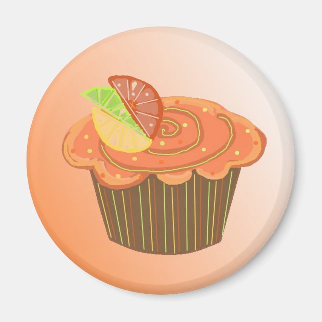 Orange Fruit Cupcake Magnet (Front)