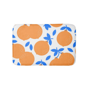 Orange Fruit: Exquisite Blue-Twigged Pattern. Bath Mat