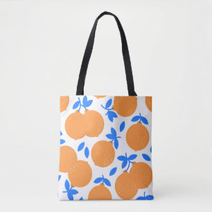 Orange Fruit: Exquisite Blue-Twigged Pattern. Tote Bag