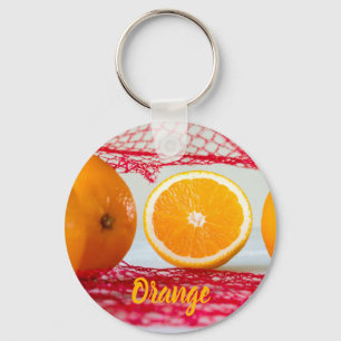 Orange fruit for vegan and vegeatrian key ring