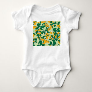 Orange fruit: green vintage pattern. baby bodysuit