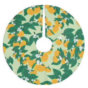 Orange fruit: green vintage pattern. brushed polyester tree skirt