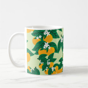 Orange fruit: green vintage pattern. coffee mug