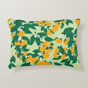 Orange fruit: green vintage pattern. decorative cushion