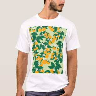 Orange fruit: green vintage pattern. T-Shirt