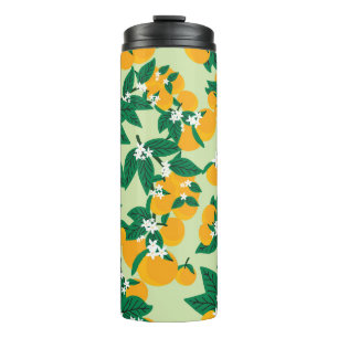 Orange fruit: green vintage pattern. thermal tumbler