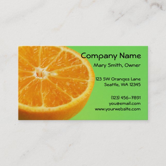 Orange Fruit Half Slice Business Card (Front)