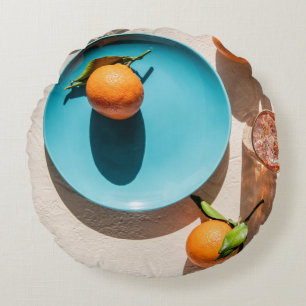 Orange fruit on plate round cushion