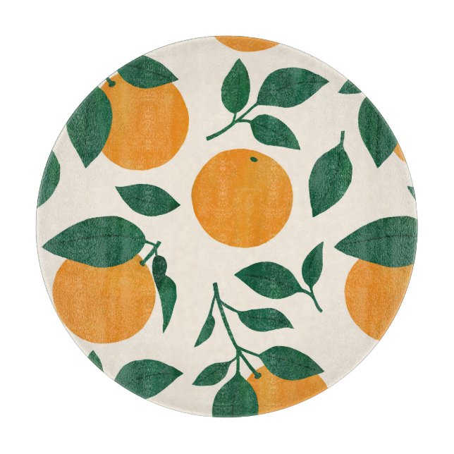Orange Fruit Pattern Illustration Cutting Board (Front)