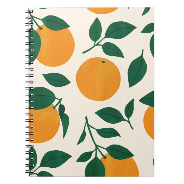 Orange Fruit Pattern Illustration Notebook (Front)