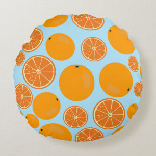 Orange Fruit Pattern Round Cushion