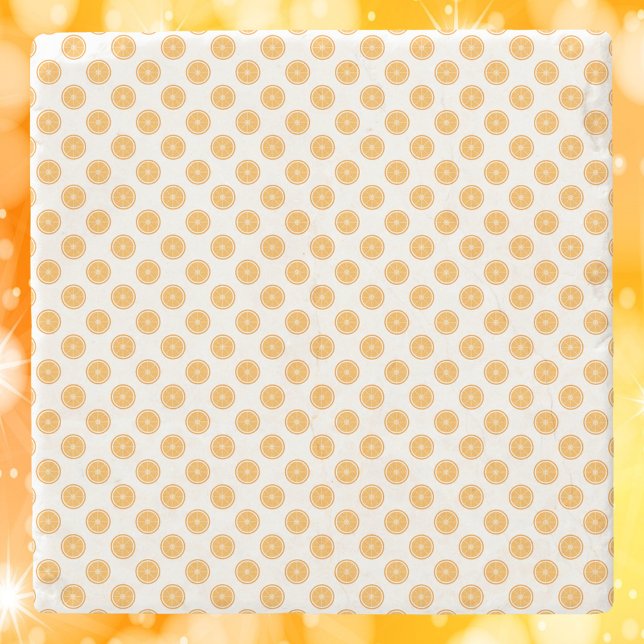 Orange Fruit Pattern Stone Coaster (A stone coaster with an orange pattern)